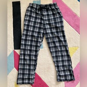 Members Only Men’s Black White Grey Plaid Flannel Pajama Lounge Pants M Pockets
